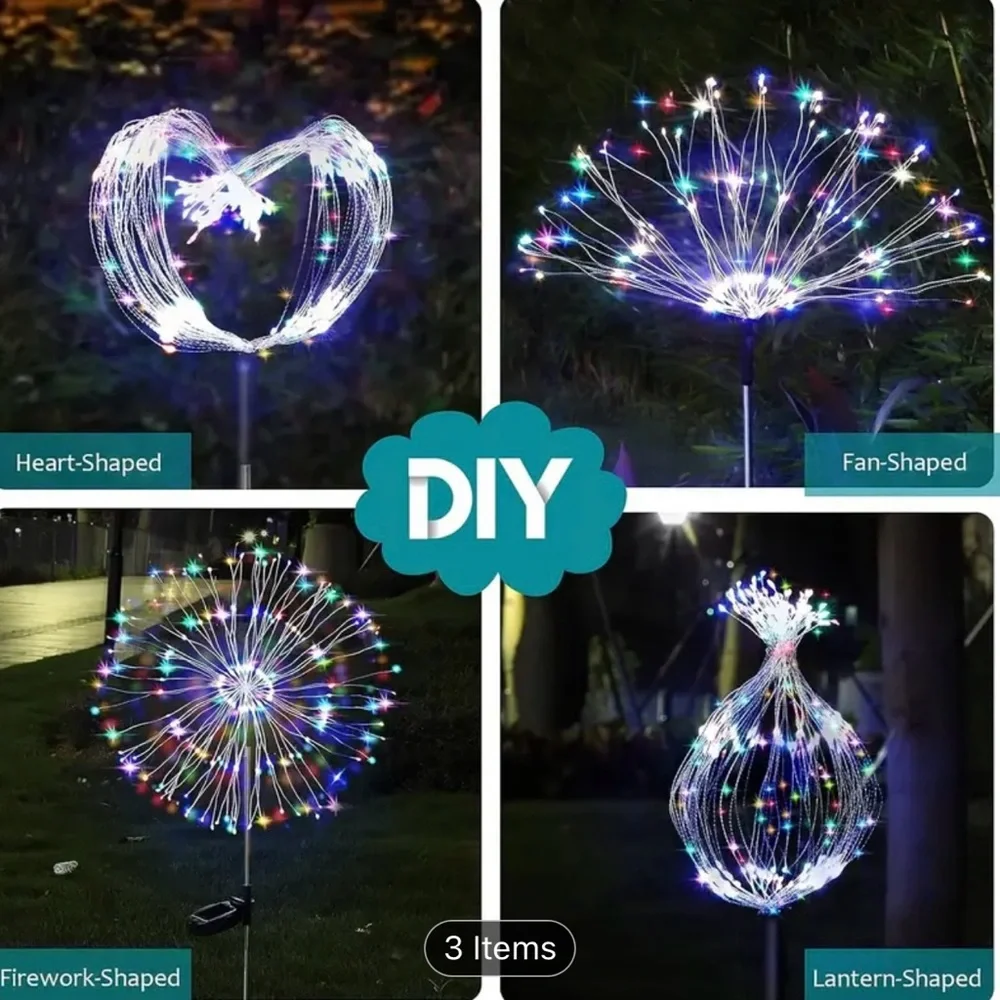 2 Pack Vibrant Solar Garden Firework Lights